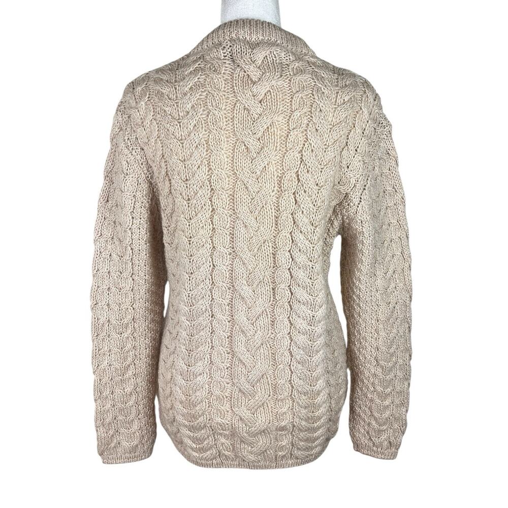 Aran Sweater Market Ireland Merino Wool Cable Knit Fisherman Sweater Size Medium - Picture 2 of 6